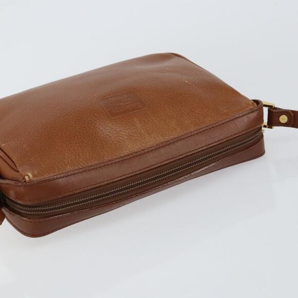 Burberrys Nova Check Shoulder Bag Leather Brown Gold Auth ep11687